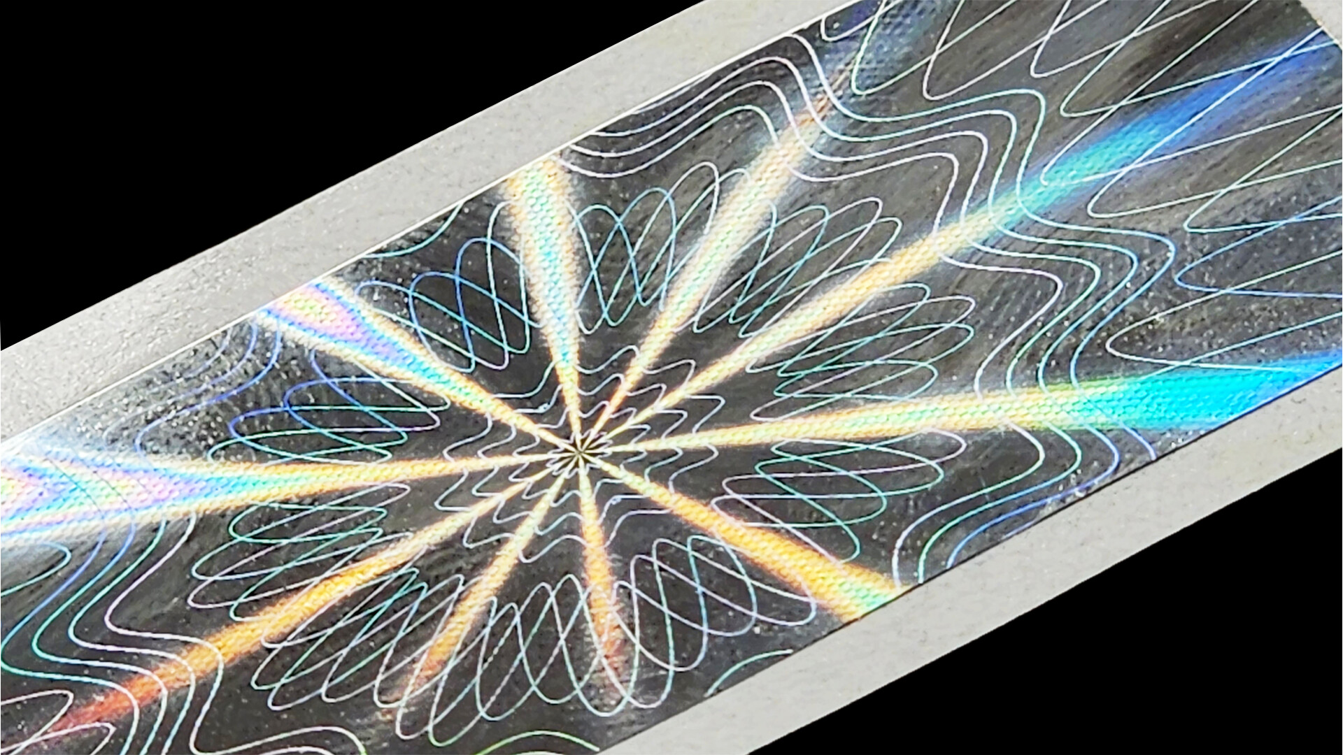 hologram-label-close-up Closeup of customized holographic label