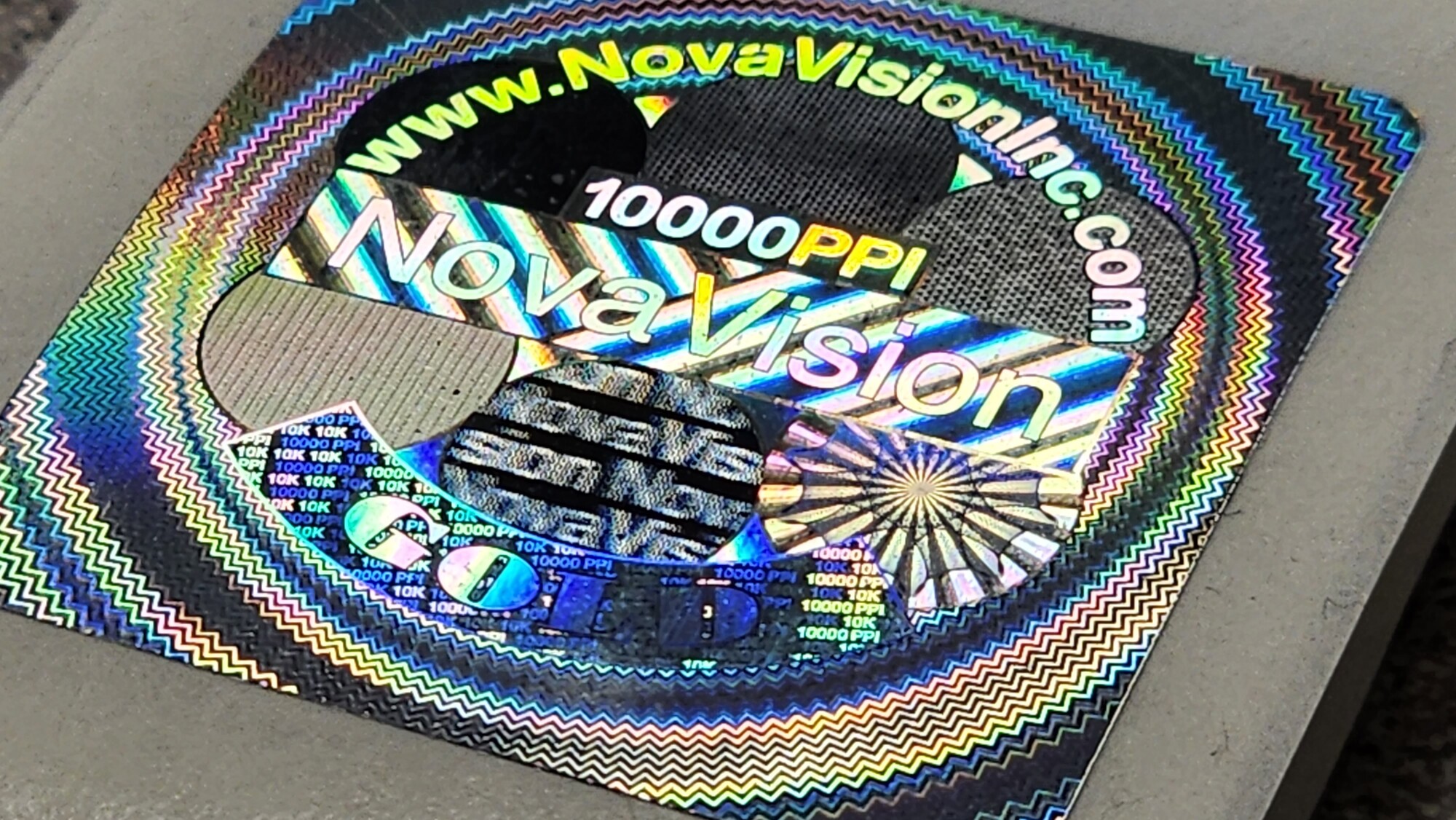 novavision-branded-hologram NovaVision holographic label showing various custom security options