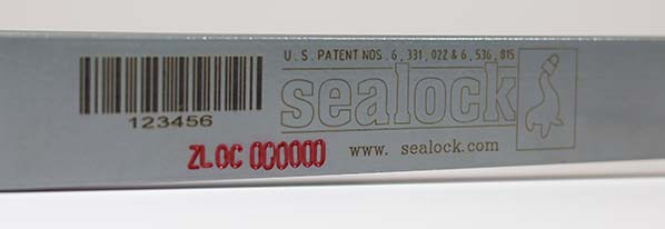 Close up of the barcode and serial number on the SL-J-MS-BAR31