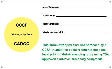 CCSF Cargo Labels