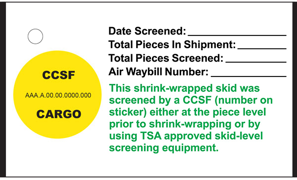 CCSF Cargo Hang Tags