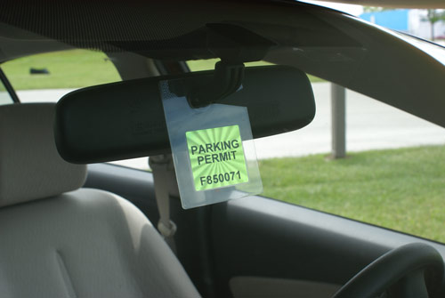 hang tag on rear view mirror
