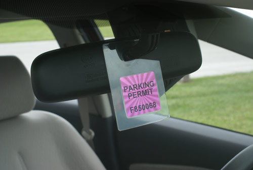 hang tag on rear view mirror
