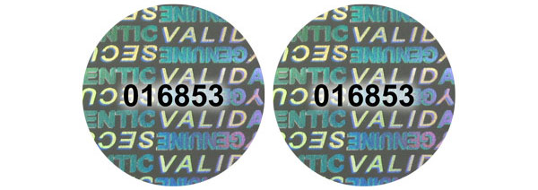 Hologram Labels, Serial Numbers