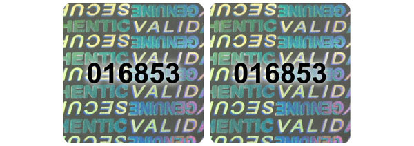 Hologram Labels, Serial Numbers