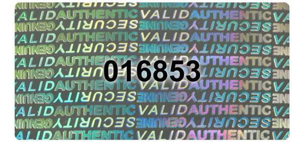 Hologram Labels, Serial Numbers