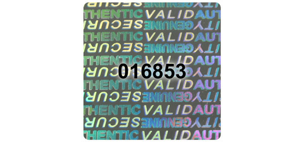 Hologram Labels, Serial Numbers