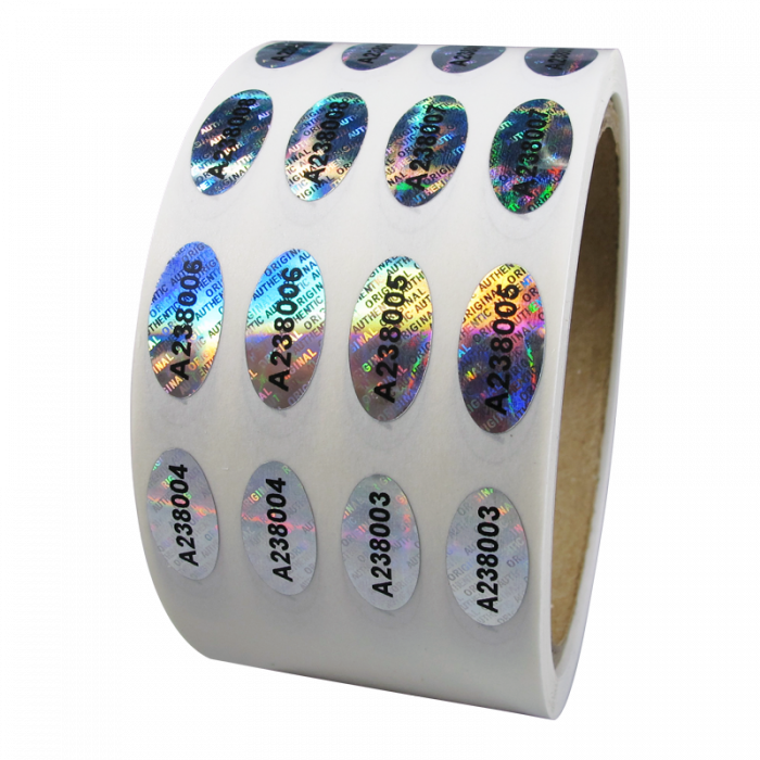 Hologram Stickers, Original Authentic, .75 x .375 in, Oval