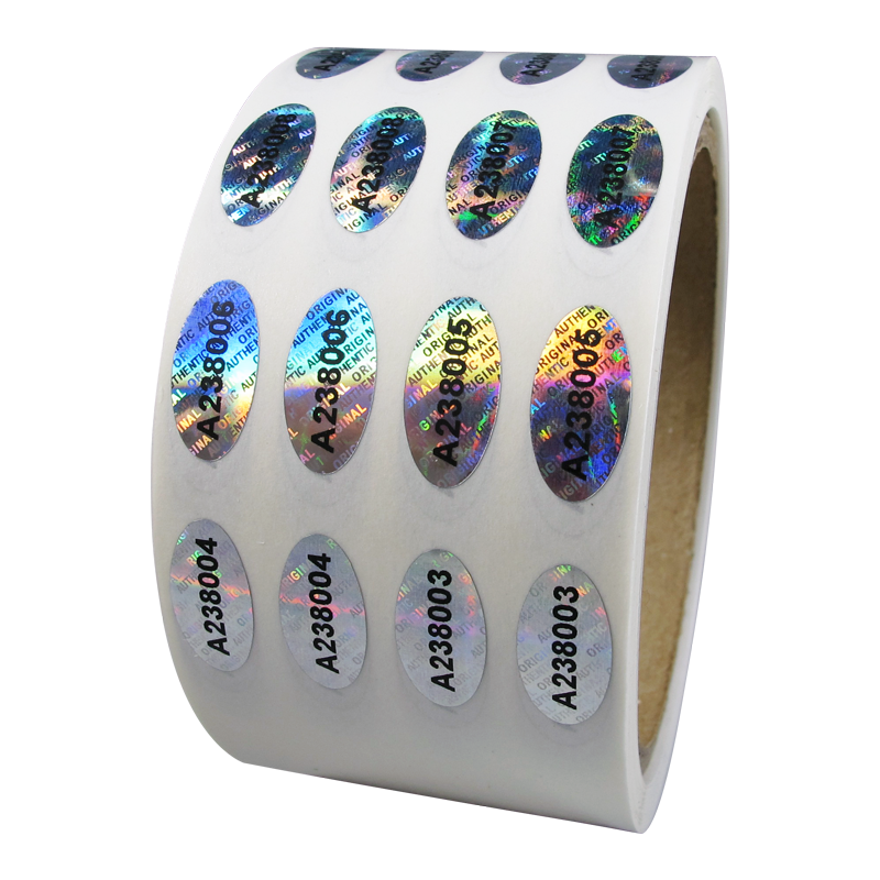 Hologram Stickers, Original Authentic, .75 x .375 in, Oval, Matching Serial  Numbers, XOA20-21MS