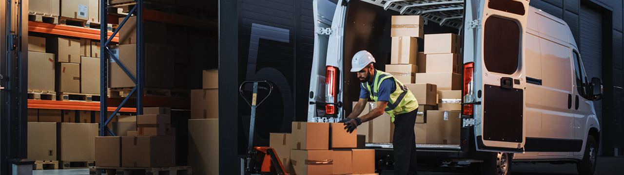 man packing shipment for transit